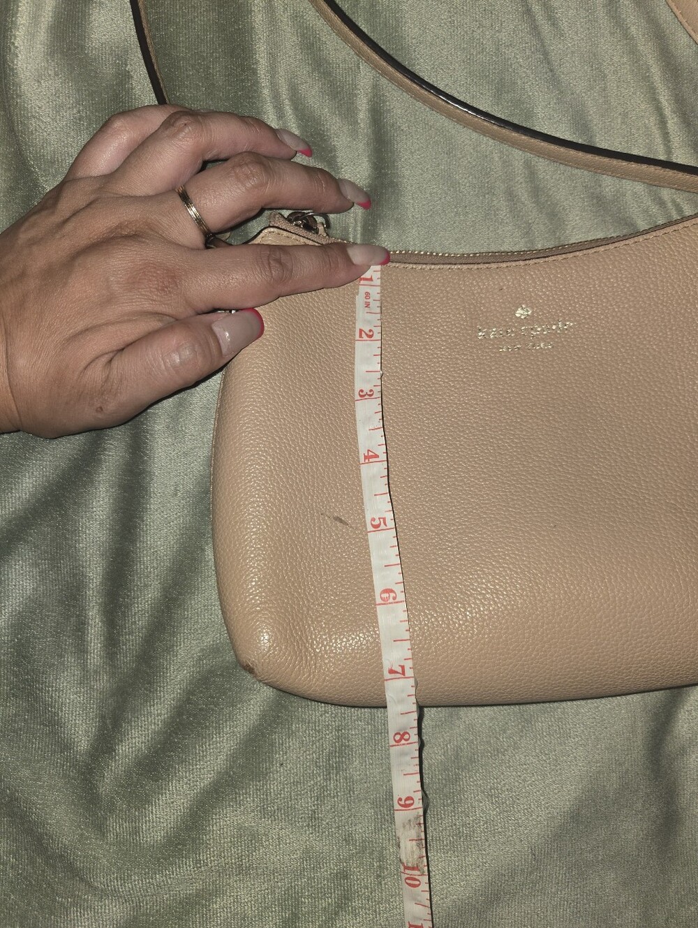 kate spade pebbled leather crossbody in taupe beige - Picture 3 of 8